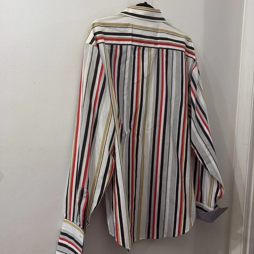 Lacoste Men's Vertical Striped Shirt - Red, Black, Yellow - button down - XL - Picture 5 of 5